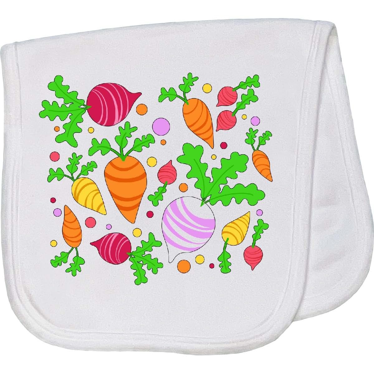inktastic Root Vegetable Party Baby Burp Cloth – 2 Ply Interlock, White