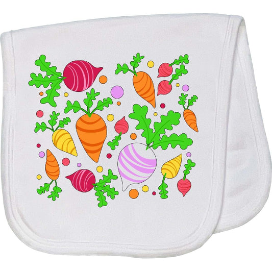 inktastic Root Vegetable Party Baby Burp Cloth – 2 Ply Interlock, White