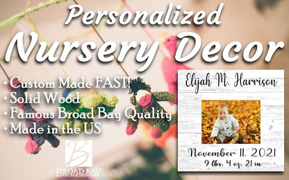 Broad Bay Newborn Baby Frame Alternative - Personalized Solid Wood