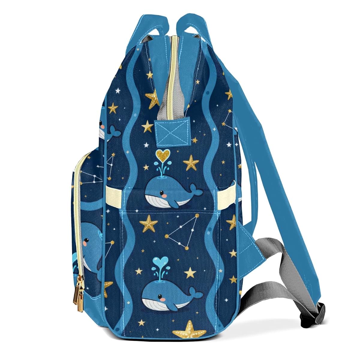 YallLocoMo Personalized Diaper Bag Backpack Gift Stripe Cute Sea Animal Whale Convenient and Durable: Waterproof (photo 3)