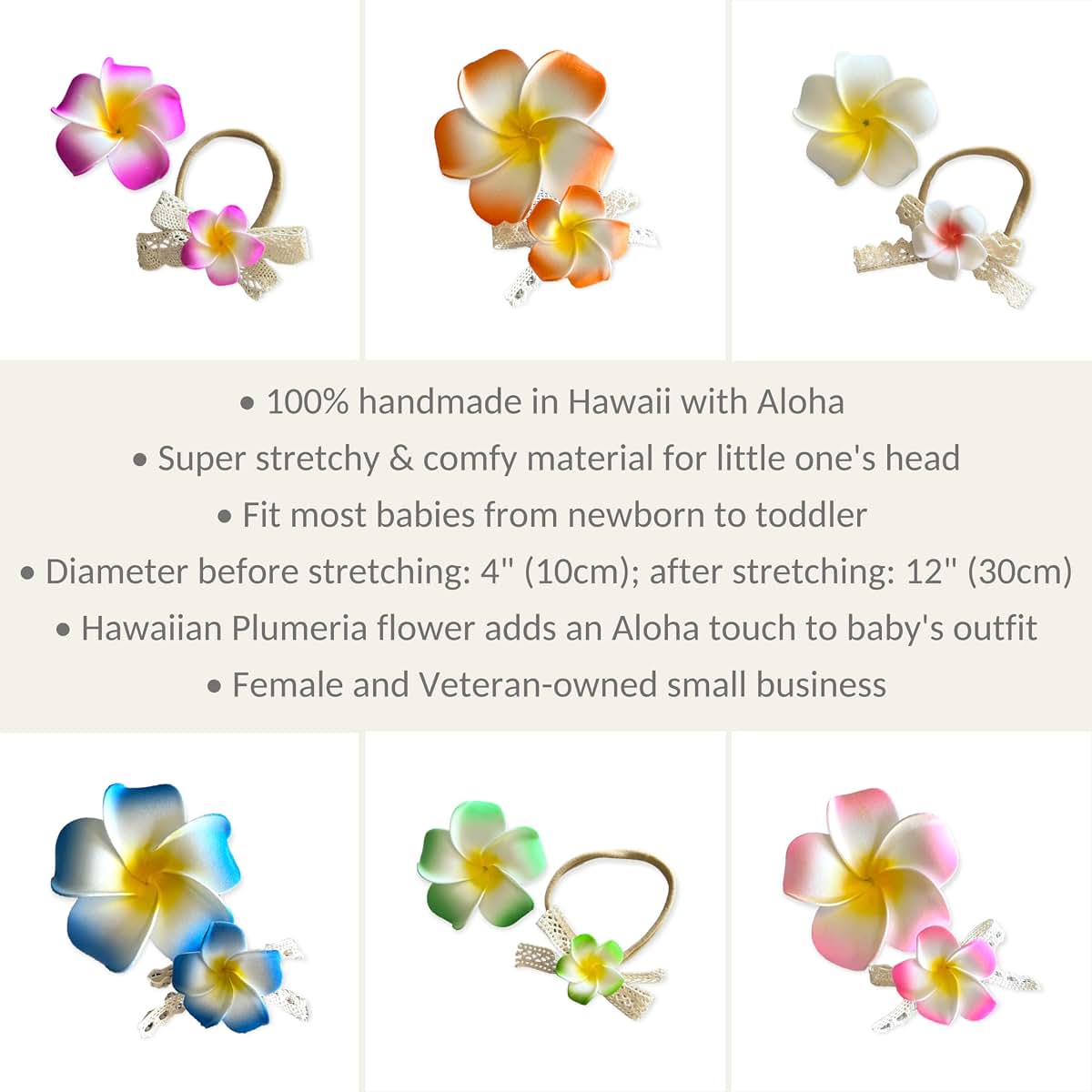 Mommy and Baby Plumeria Flower Matching Headband and Hair Clip Set