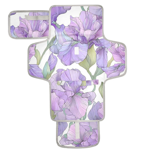 Pastel Purple Iris Portable Diaper Changing Pad Lightweight Waterproof Travel Kit