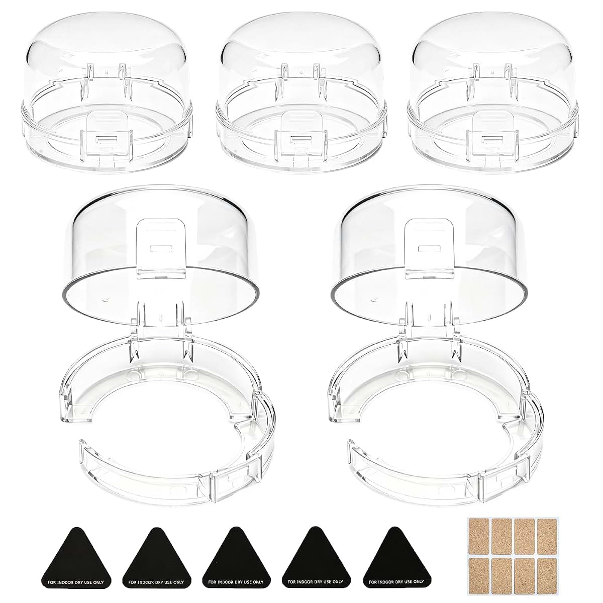 Stove Knob Safety Covers 5 Pack, Dual-Button Oven Knob Covers, White