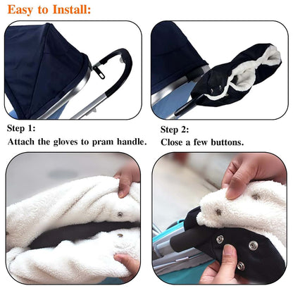 Tbrand Stroller Hand Muff In Black, One Size Pushchair Gloves (photo 3)