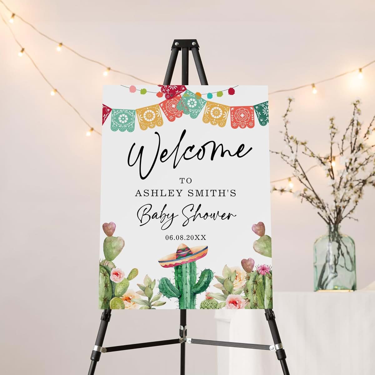 Kaysen Personalized Welcome To Baby Shower Sign, Fiesta Taco Bout Baby Shower Welcome Sign, Custom Name Baby Shower