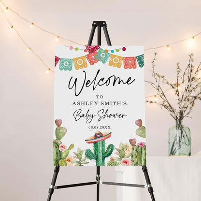 Kaysen Personalized Welcome To Baby Shower Sign, Fiesta Taco Bout Baby Shower Welcome Sign, Custom Name Baby Shower