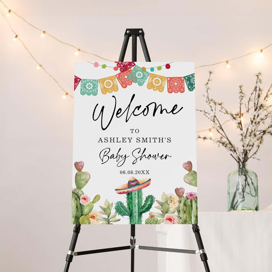 Kaysen Personalized Welcome To Baby Shower Sign, Fiesta Taco Bout Baby Shower Welcome Sign, Custom Name Baby Shower
