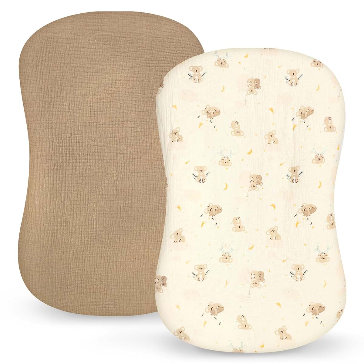 Pea Pod Muslin Baby Lounger Cover 2 Pack, Cotton Slipcover for Newborn Nest, Koala, 0-12 Months