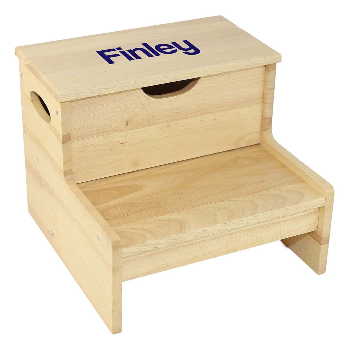 My Bambino Personalized Kids Step Stool - Natural Wood Storage Helper