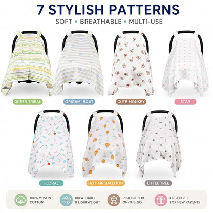 Creloven Baby Car Seat Cover Star - Muslin Cotton Canopy (photo 3)