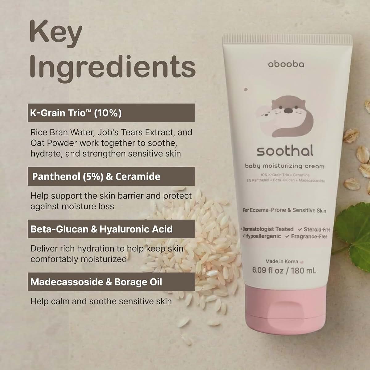 abooba Soothal Fragrance & Steroid-Free Korean Baby Eczema Cream, 6 fl oz (photo 3)