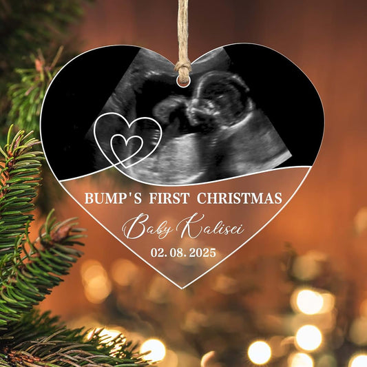 Mlooihfd Custom Photo Love Kisses and Kicks from Baby Bump,Personalized Family Christmas Ornament,Xmas Keepsake Gift