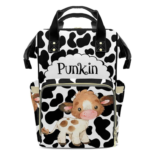 LiSoAkWE Farm Cow Personalized Diaper Bag Nursing Baby Bags Nappy Bag with Name Casual Travel Nappy Backpack with