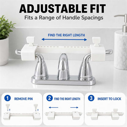KIMPOK Faucet Handle Lock for 2-Handle Sinks, Adjustable Child Safety Guard | Multi-slot rail stays securely (photo 3)