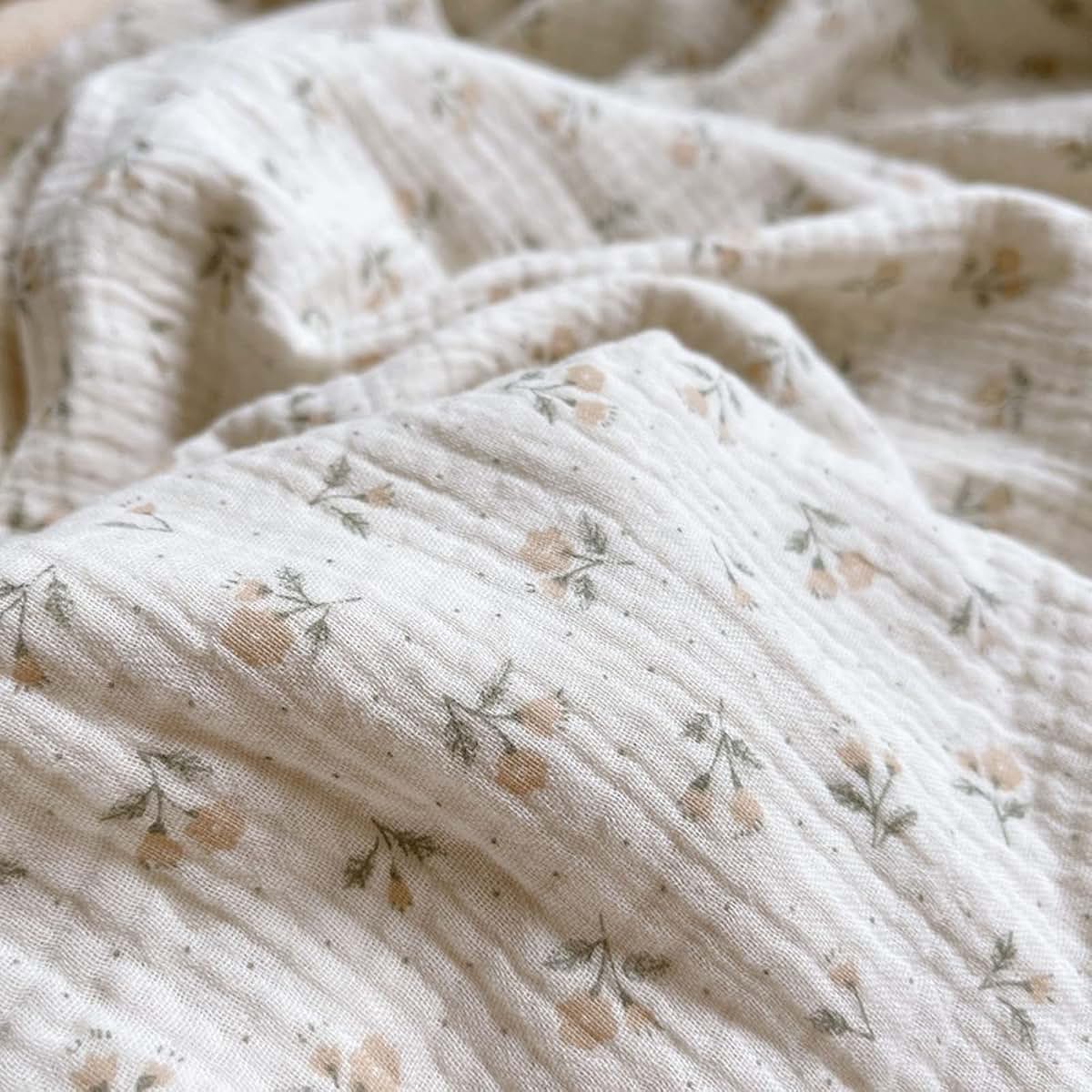 MKXI Muslin Floral Toddler Blanket, 100% Cotton Swaddle, 47 x 51 Inch, Lightweight