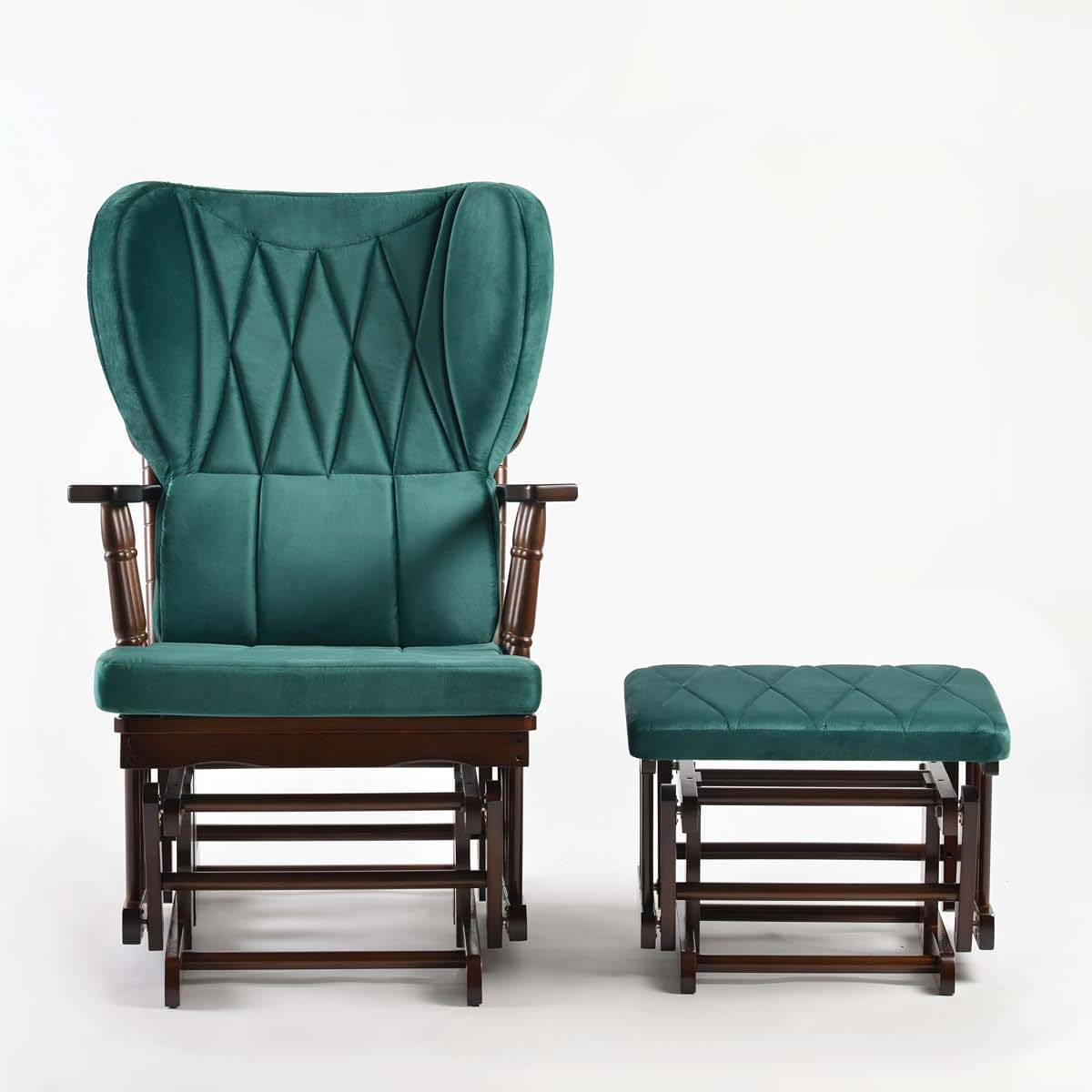 Norm Concept Comfort Deluxe Glider Chair and Ottoman Set in Green