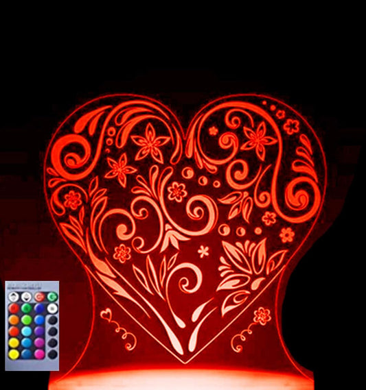 Jinnwell 3D Love Heart Night Light LED Table Lamp