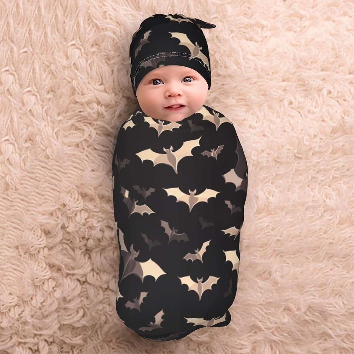 Duritowtnjkf Newborn Swaddle Blanket and Beanie Set