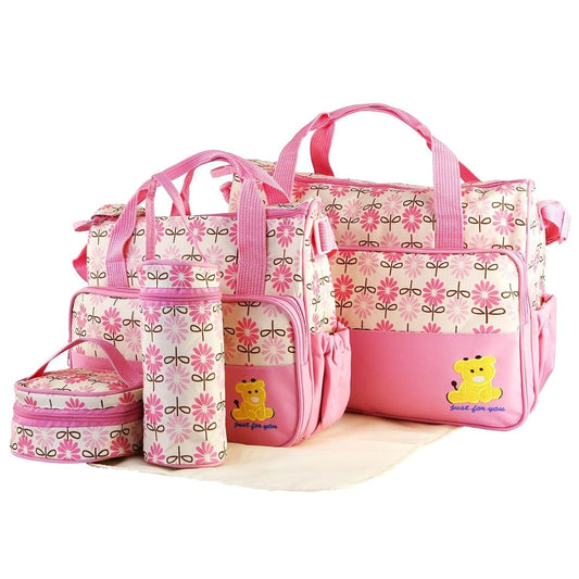 Lapday 5PCS Baby Diaper Bag Set in Pink