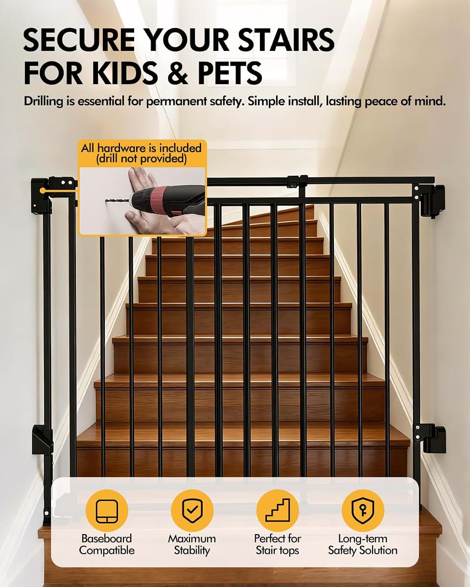 BabyOneStop Baby And Dog Gate, 26.4-43 Inch Adjustable Width