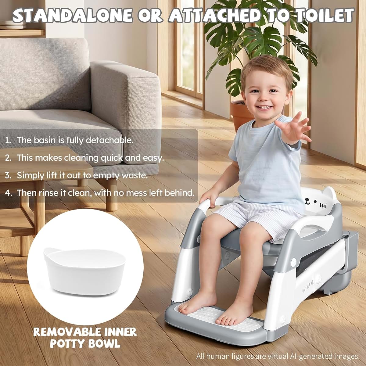 Snugzy 3-in-1 Foldable Potty Training Seat With Step Stool (photo 4)