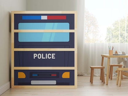 Cocodeco Police Car Pattern Peel and Stick Decals for Kids Furniture