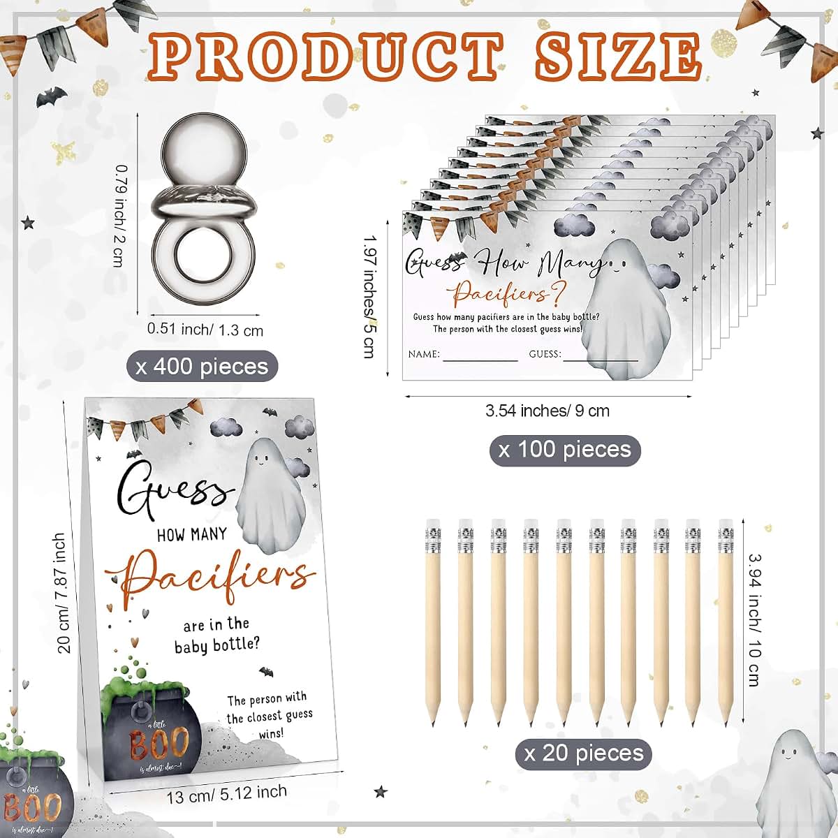 Roowest Guess How Many Pacifiers Baby Shower Game With 750ml Bottle