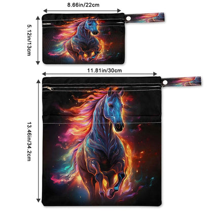 BabyOneStop Colorful Fire Horse Wet Dry Bag Set, Reusable Waterproof Storage