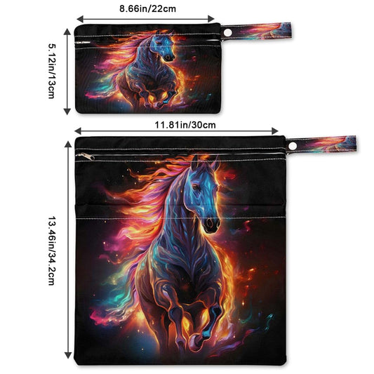BabyOneStop Colorful Fire Horse Wet Dry Bag Set, Reusable Waterproof Storage