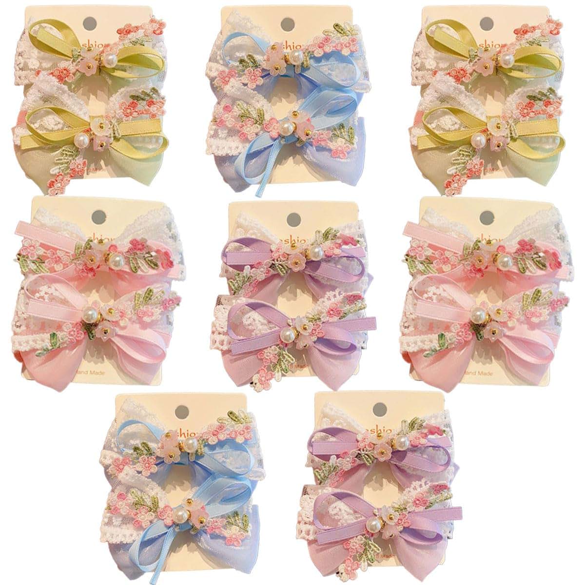 Ewanda Store 16 Pcs Kid Girls Pearl Bow Hair Clips