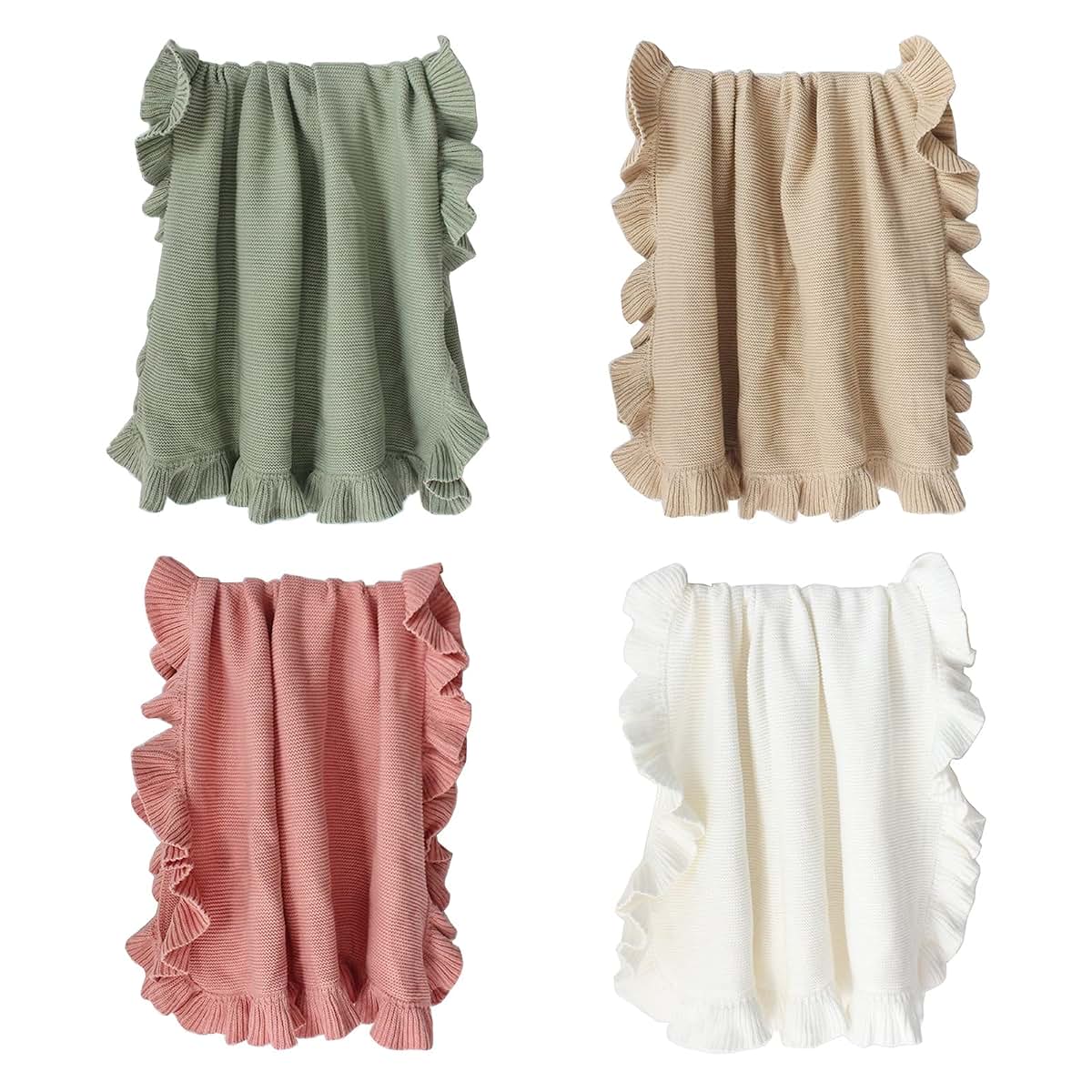 Woedpez Ruffle Edge Knitted Wrap Blanket for Infants (photo 2)