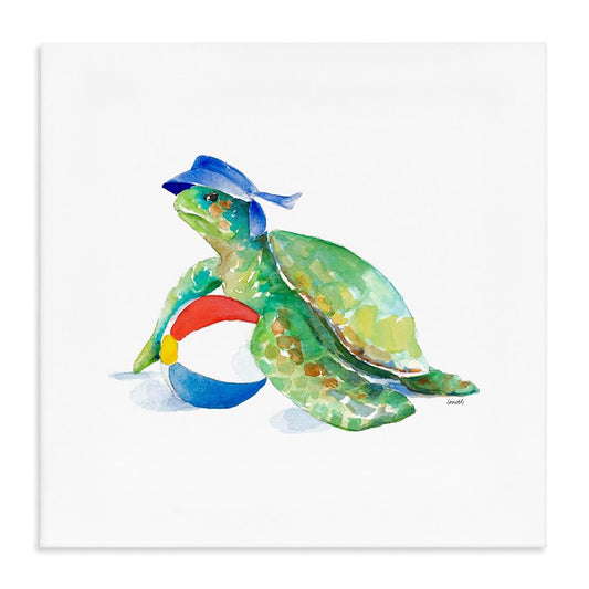 Stupell Industries Ocean Tortoise Playful Beach Ball Aquatic Canvas Wall Art