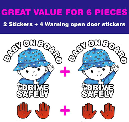 Canel Baby On Board Sticker and Reflective Open Door Sign Set