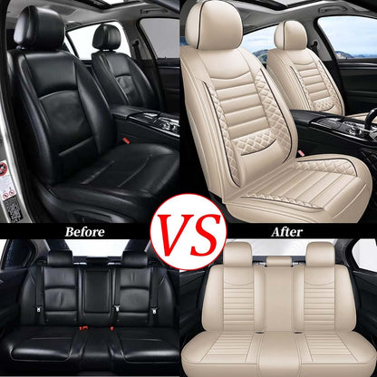 WQCXYHW Jeep Gladiator Seat Covers 2020-2026, 5-Piece Faux Leather Waterproof Set, Beige