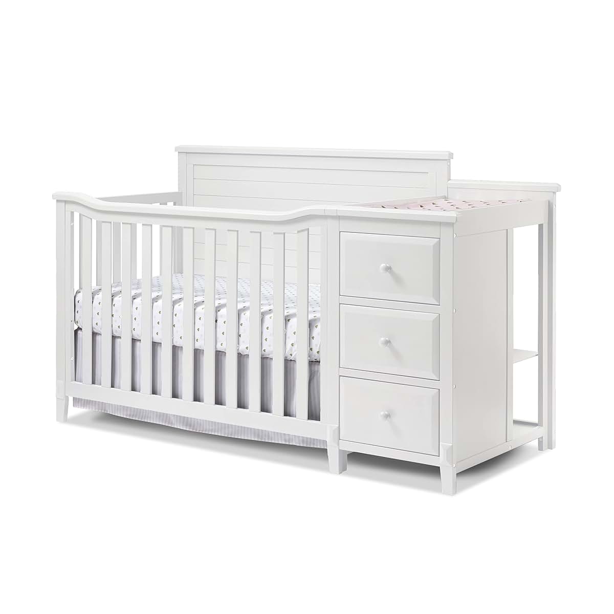 Sorelle Furniture Berkley Crib and Changer with Solid Panel Back Classic -in- Convertible Diaper Changing Table Made of