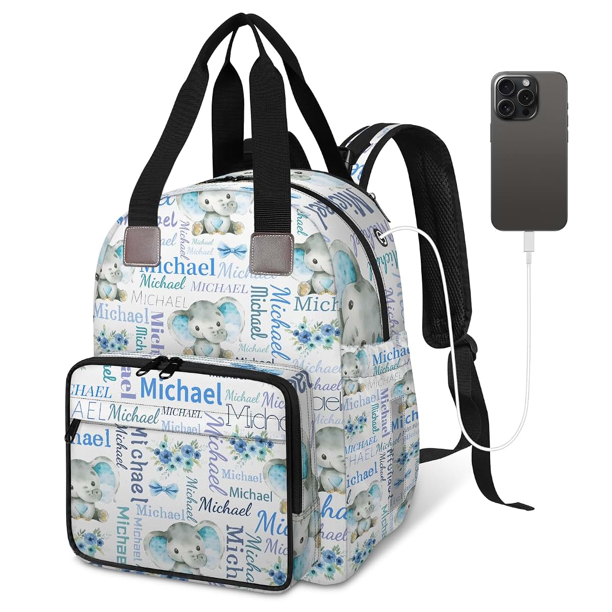 Litchora Personalized Diaper Bag Backpack with Stroller Straps (photo 2)