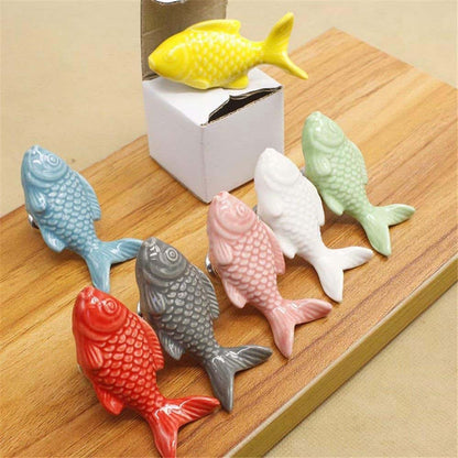 FirstDecor Fish-Shaped Ceramic Cabinet Knobs - 8 Pack