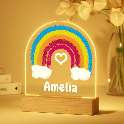 witfox Personalized Night Light - Rainbow Acrylic Night Light,Personalized Gifts for Kids,Customize Name,Adjustable