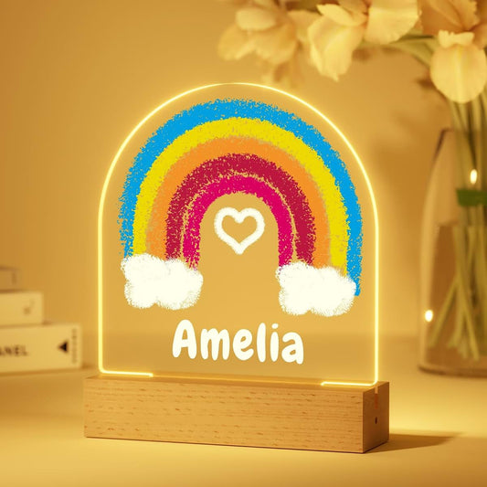 witfox Personalized Night Light - Rainbow Acrylic Night Light,Personalized Gifts for Kids,Customize Name,Adjustable