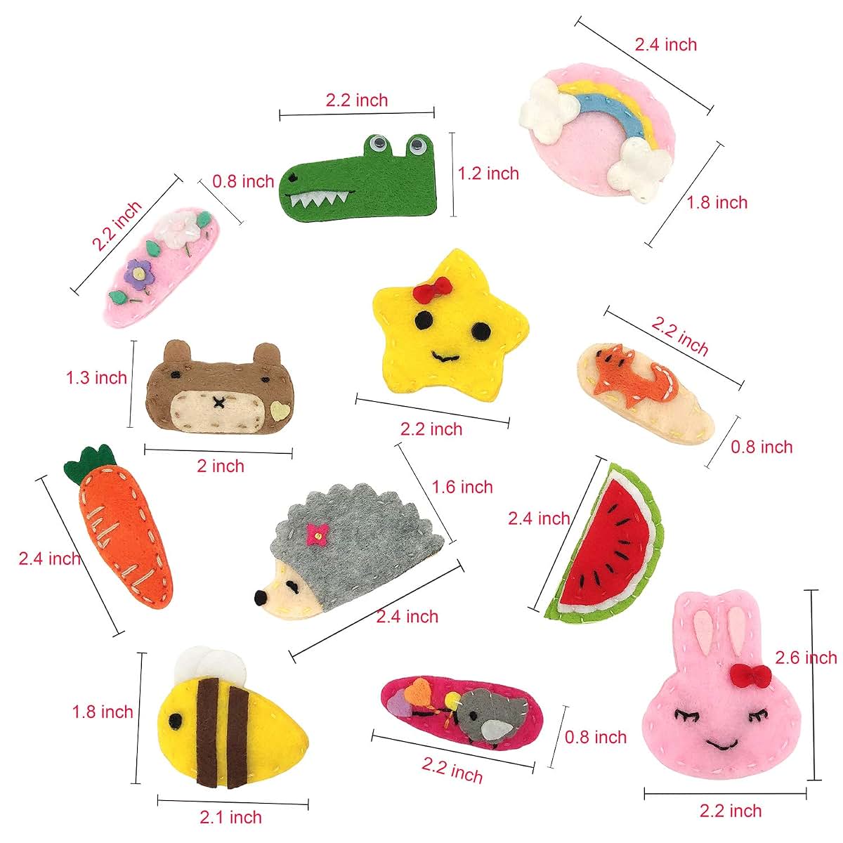 Elesa Miracle Baby Girl Animal Pattern Snap Hair Clips, 12 Piece Set (photo 3)
