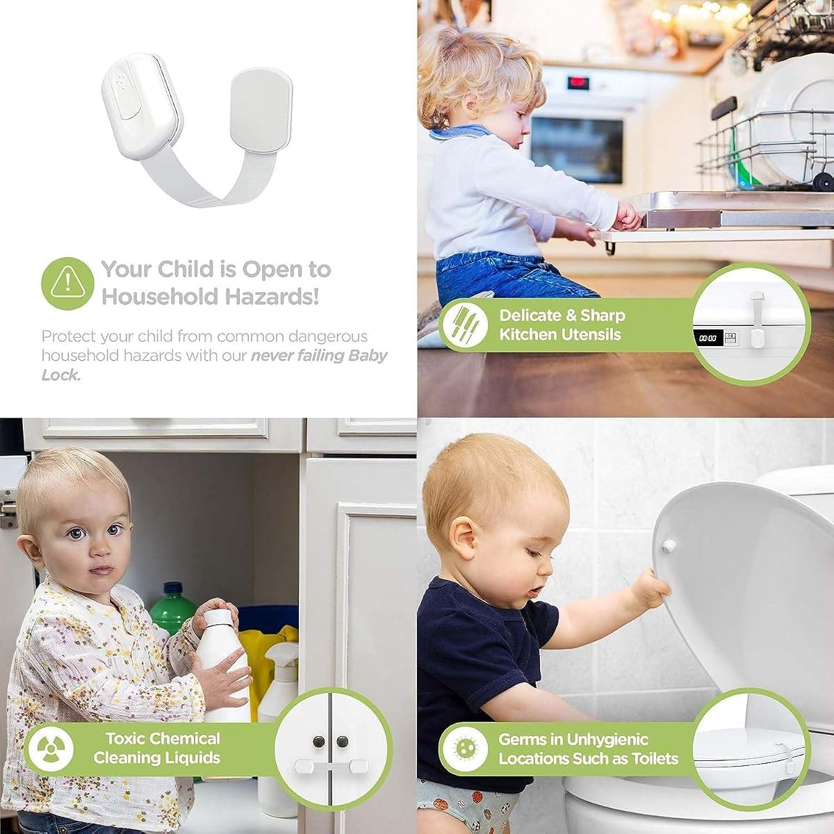 JJ MarketFlow Child Proof Cabinet Locks, 10-Pack Adhesive Safety Straps (photo 3)