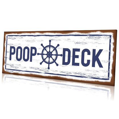 Jetec Poop Deck Nautical Bathroom Wall Decor Wood Hanging Sign, 15.7 x 5.9 Inch