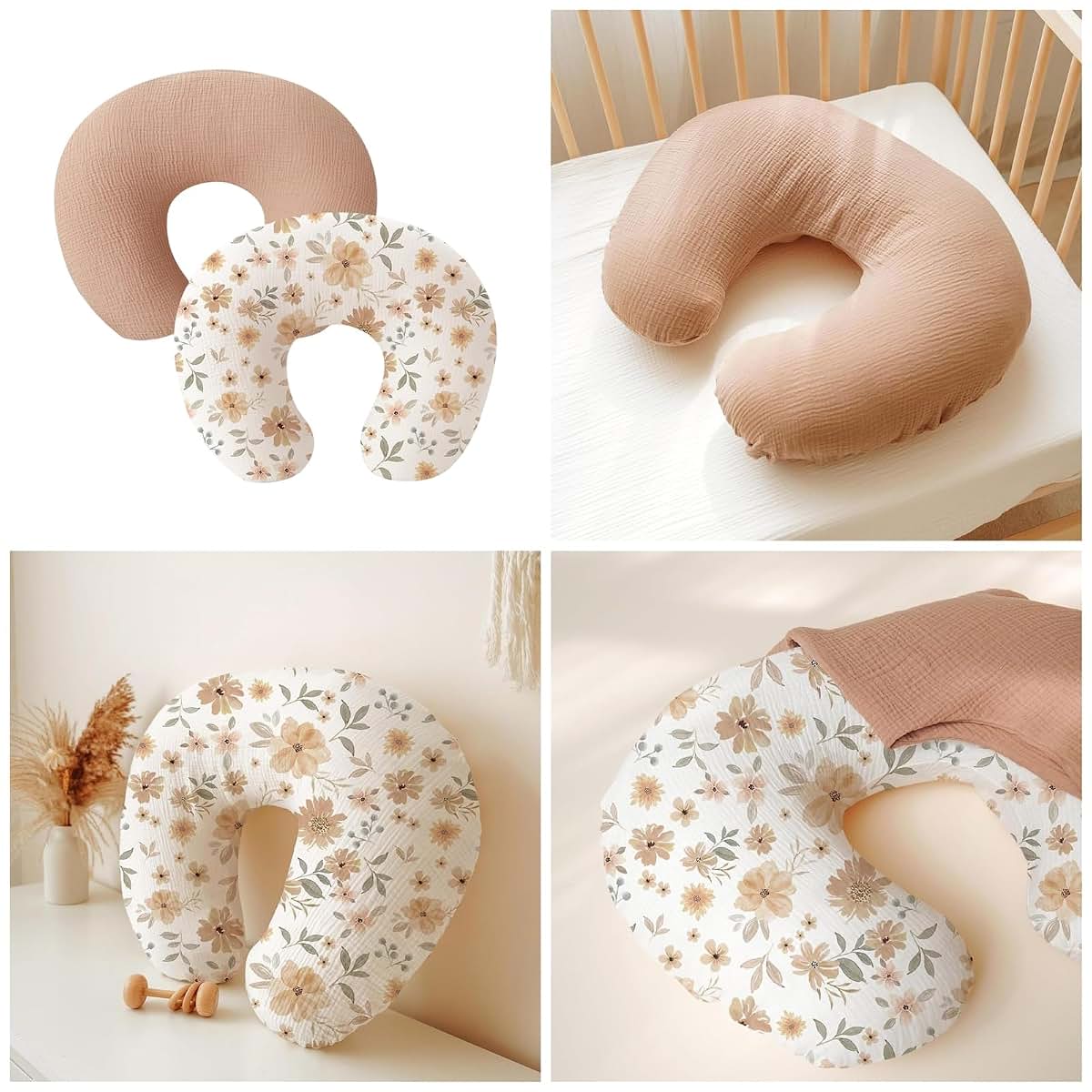 GORBUS 2Pcs Nursing Pillowcase for Baby Breastfeeding, Soft & Stretchy Pillow Slipcover Breathable Infant Pad Case (photo 2)