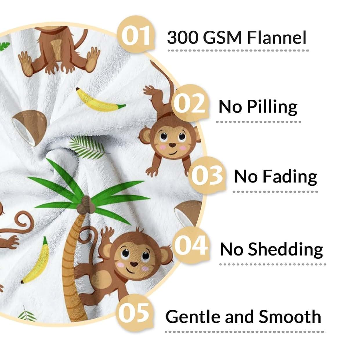 BabyOneStop Monkey Cartoon Flannel Blanket For Kids
