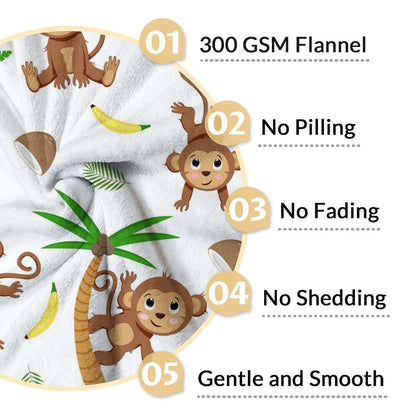 BabyOneStop Monkey Cartoon Flannel Blanket For Kids
