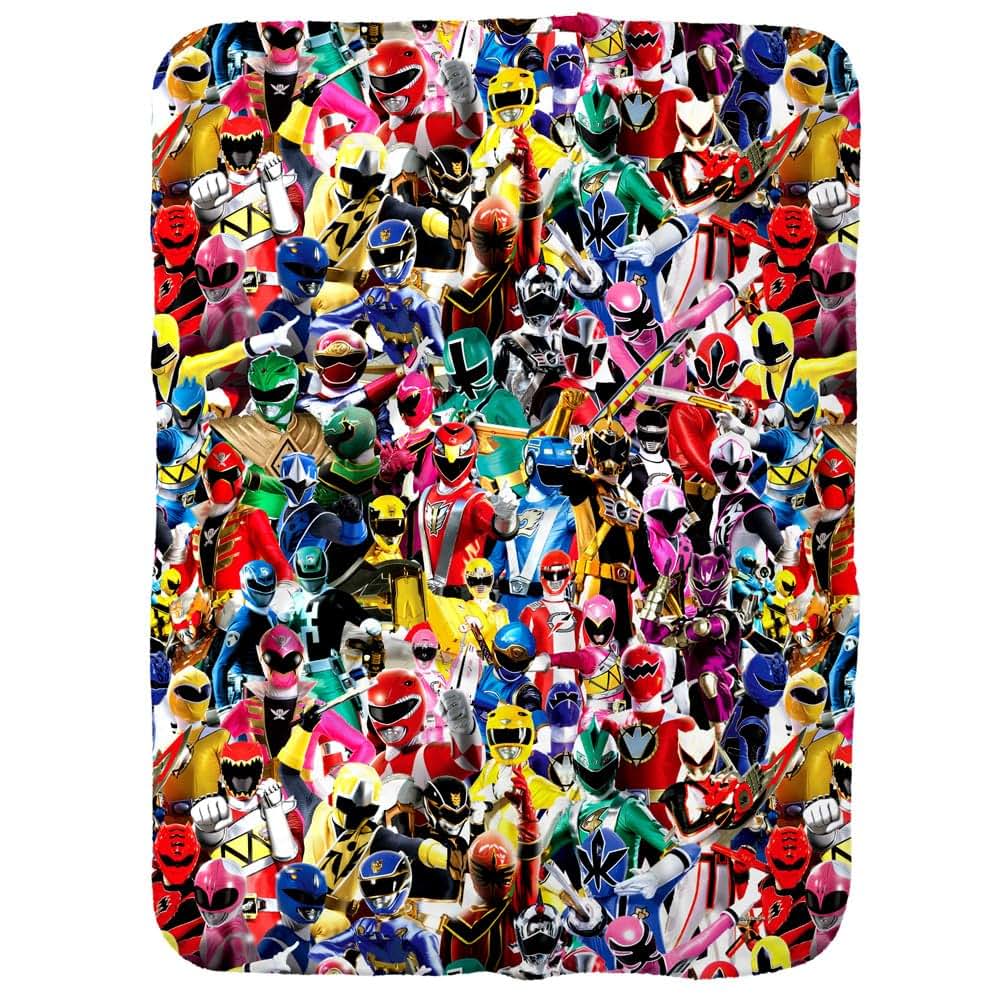 Power Rangers Crowd of Rangers Sherpa Baby Blanket 30x40 Inches