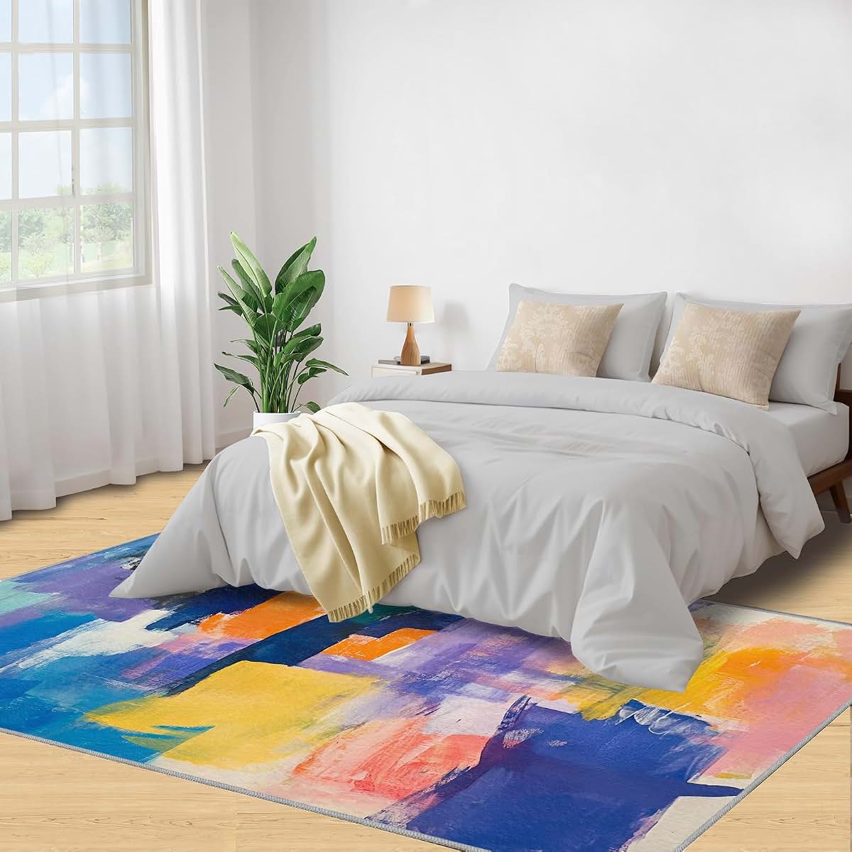 HYGIUID 4x5 Color Graffiti Area Rug - Modern Kids Carpet (photo 4)