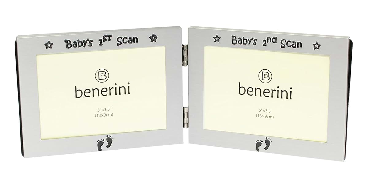Benerini Baby's 1st and 2nd Scan Picture Twin Folding Photo Frame