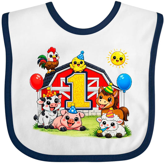 inktastic 1st Birthday Barnyard Baby Bib