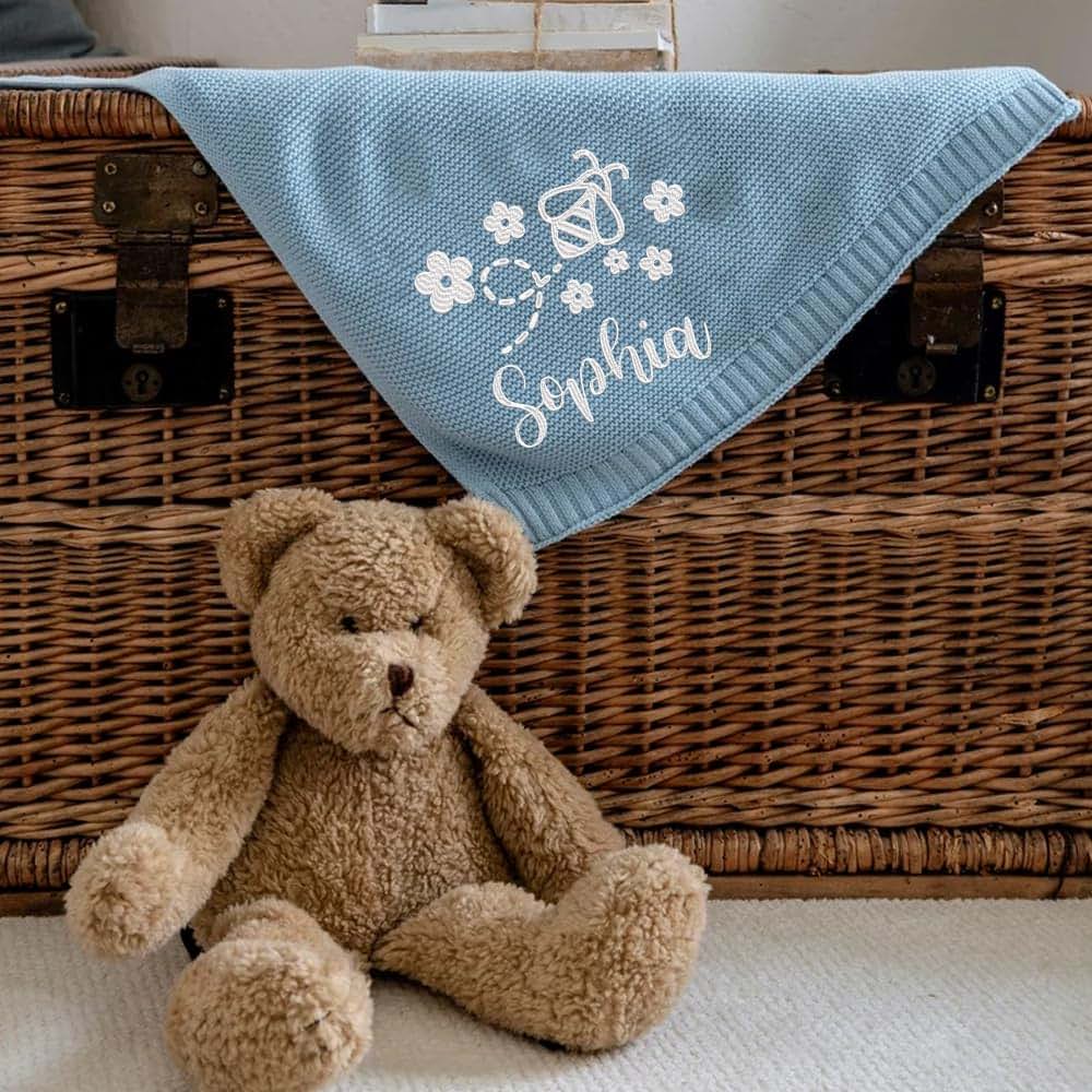 Noni Luxury Personalized Baby Blanket, Embroidery Gift for Baby Shower, Custom Knit Baby Blanket, Newborn Baby Gifts (photo 3)